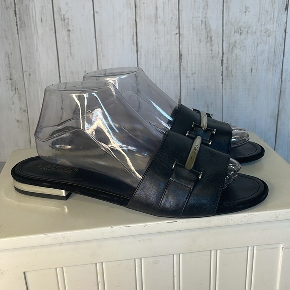 Lauren Ralph Lauren Davan Black Slide Sandal with LRL Silver Signature B… - Picture 5 of 14